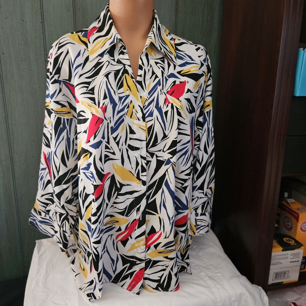 Multicolor Beautiful Womens Print Apparenza Blouse Size 2X Brand New
